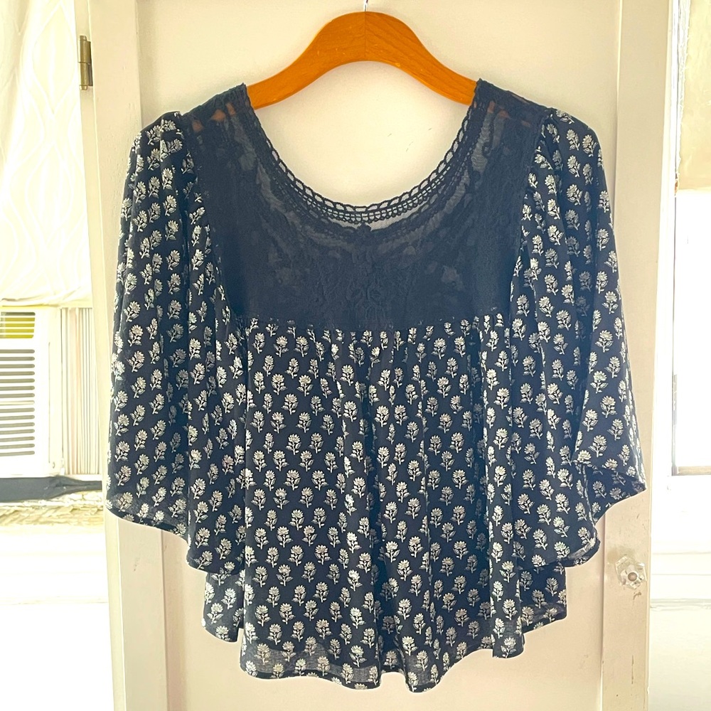 Lace and Floral Crop Top